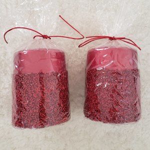 [Celebrate It] Medium Red Beaded Pillar Candles